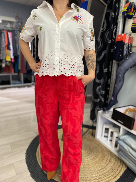 Pantalon de costume rouge Desigual